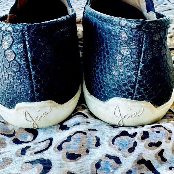 JOIE Kidmore sz 8 womens 38 black leather snakeskin print sneakers - Picture 8 of 11